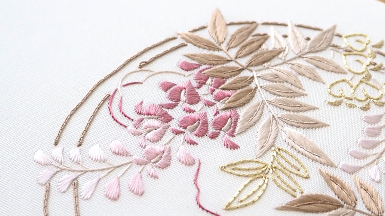 【шелковая вышивка】венок из глициний (DAY5) | производственный рекорд | Влог