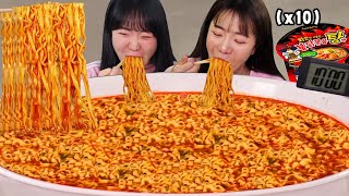 Korean Super Spicy Ramen noodles mukbang with my Twin sister ㅣ Samyang Ramen MUKBANG