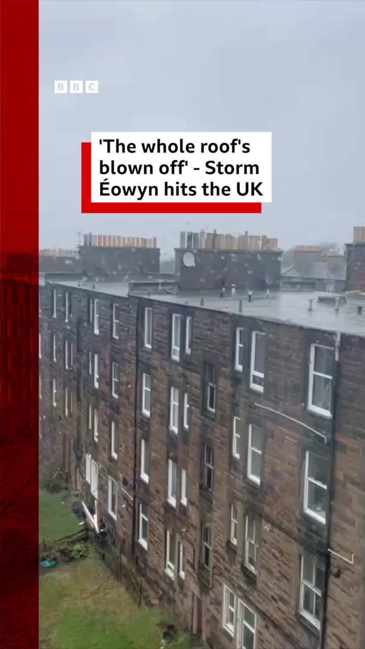 Storm Éowyn rips off roof in Scotland. #Storm #BBCNews