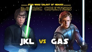 3v3 - Jedi Knight Luke vs General Skywalker | SWGOH GAC JKL vs GAS Counter