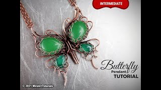 Wire wrapping tutorial: Butterfly pendant with crystal (cabochon) by WireArtTutorials