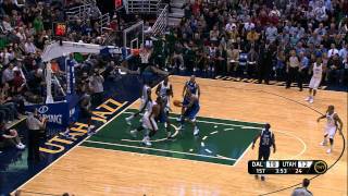 C.J. Miles posterizes Odom with the left handed slam!