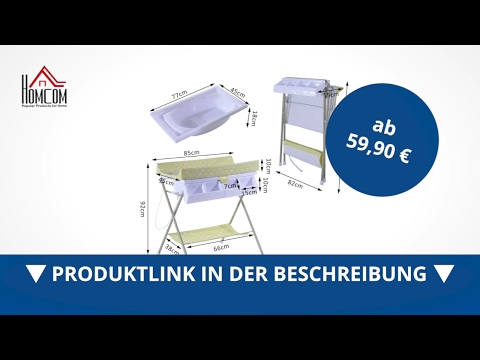 homcom-baby-wickeltisch-mit-badewanne-klappbar-gelbgrün---direkt-kaufen!