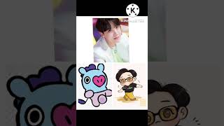 Bts 💜 memeber with cartoon character and Bt21 💜🫰 Bts 💜 #Bts