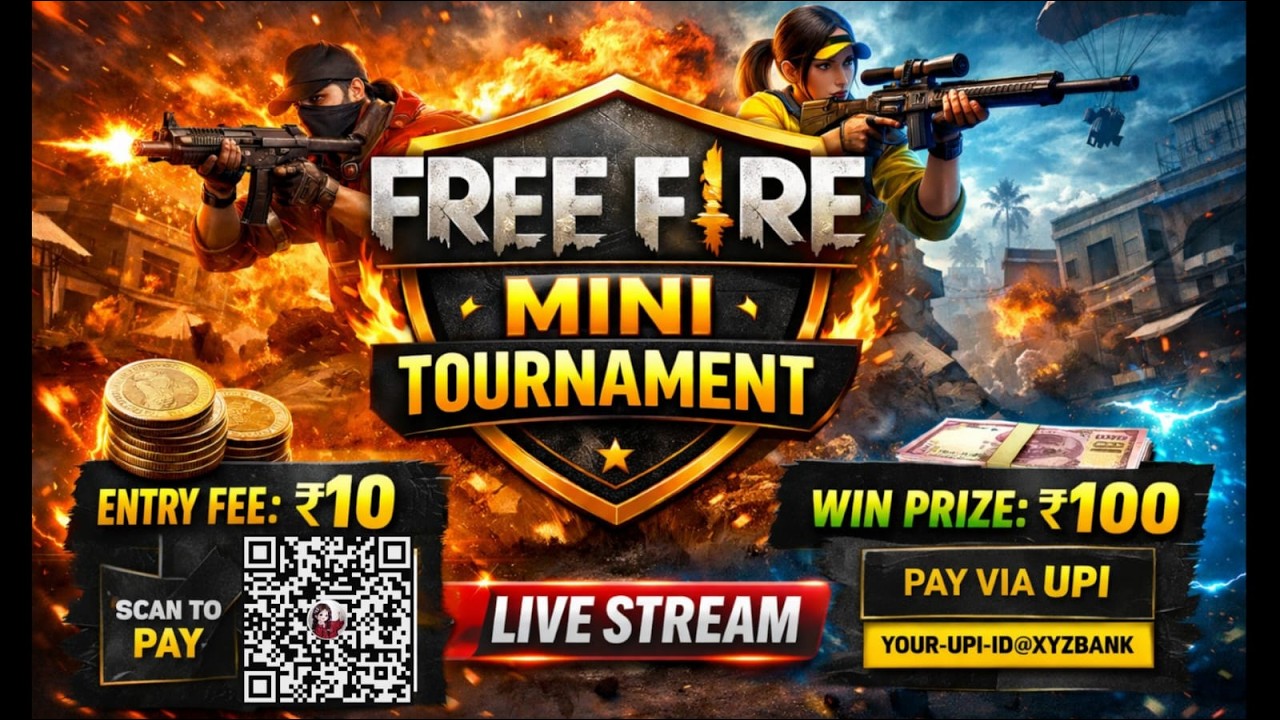 🔥 10₹ Entry = 100₹ WIN 💰 | Free Fire Mini Tournament LIVE | Daily Custom Room
