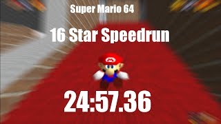 [OBSOLETE] Super Mario 64 (16 Star) Speedrun - (24:57.36)