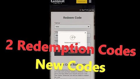 Genshin Impact | 2 Redemption Codes | Redeem Code | Trinh Nguyen