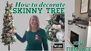 HOW TO DECORATE SKINNY CHRISTMAS TREE | WOODSY CHRISTMAS TREE | FIREPLACE DECOR KIRKLAND&#39;S CHRISTMAS