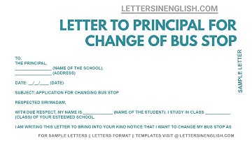Application for Changing School Bus Stop - Letter for Change School Bus Stop | Letters in English