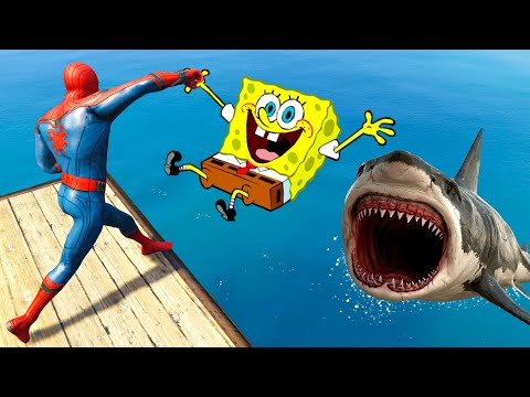 GTA 5 Spiderman vs SpongeBob Epic Ragdolls Ep.3 (Euphoria Physics)