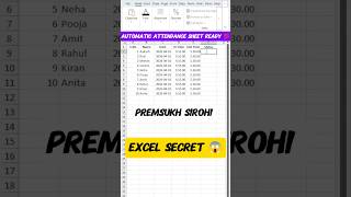 Excel Automatically Attendance Banayega #excel @premsukhsirohi