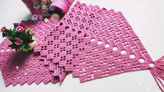 مفرش كروشيه سهل وانيق/حملة 100 الف مشترك يلة فزعتكم حبايبي How to make a crochet runner