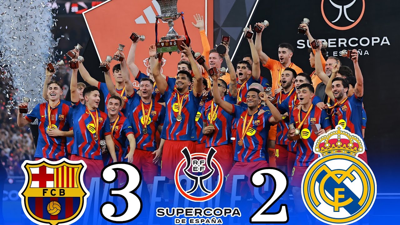 Dramatic final  Barcelona  (3-2)Real Madrid supercopa Final Extended highlight match