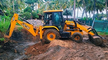 Part-2 Jcb 3dx loading water mixing cow dung in mahindra 415 and 575 di tractor trolley 