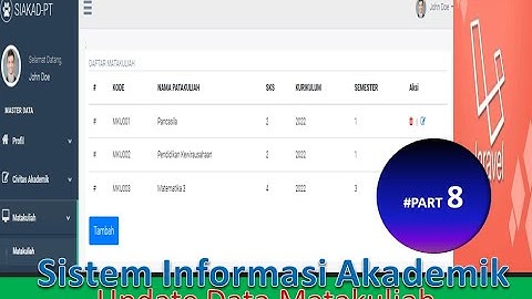 Aplikasi SIAKAD dengan Laravel #part 8 | Update Master Data Matakuliah