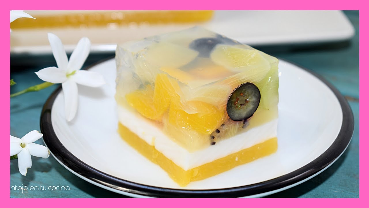 🍑Tarta Transparente de Frutas con Agar Agar ¡SIN GELATINA! 🥥 