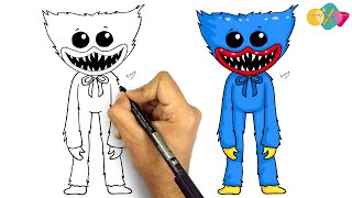 رسم سهل جدا للمبتدئين | تعلم كيفية طريقة رسم هاجي واجي | how to draw huggy wuggy