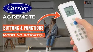 Carrier AC Remote Buttons & Functions (Model No: RG10A11(U)) | Heat Pump Remote Guide