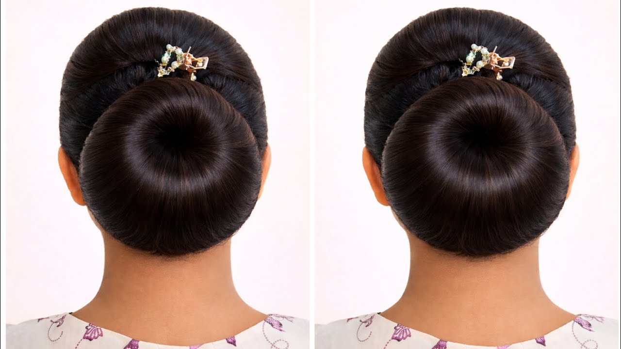 Elegant Low Bun Hairstyle for Long Hair | Easy Wedding Juda Bun