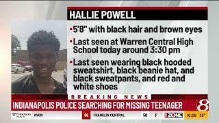 Indianapolis police search for missing teenager