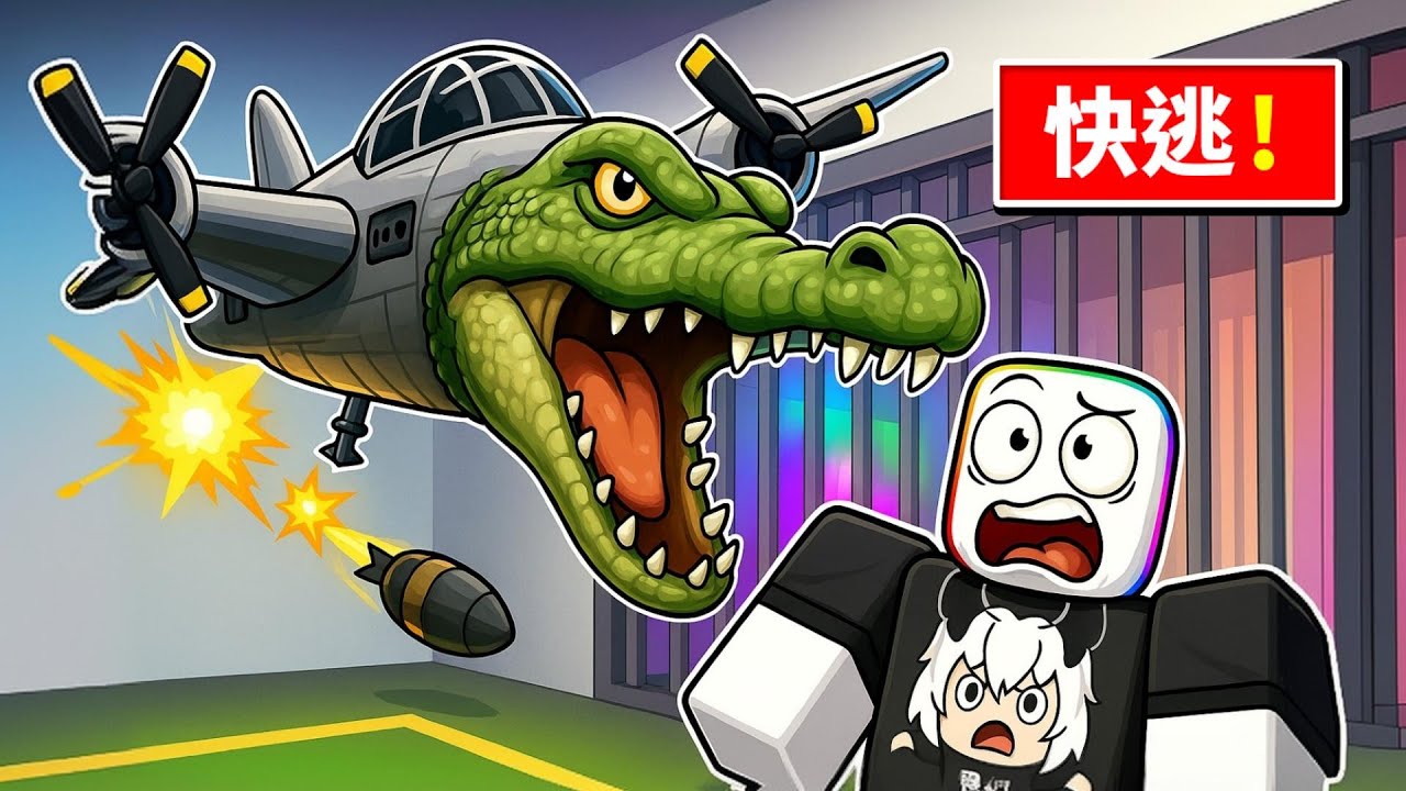 轟炸機鱷魚的監獄，挑戰迷因本體 Bombordiro Crocodilo  😳🐊✈️ 【Roblox 機器磚塊】