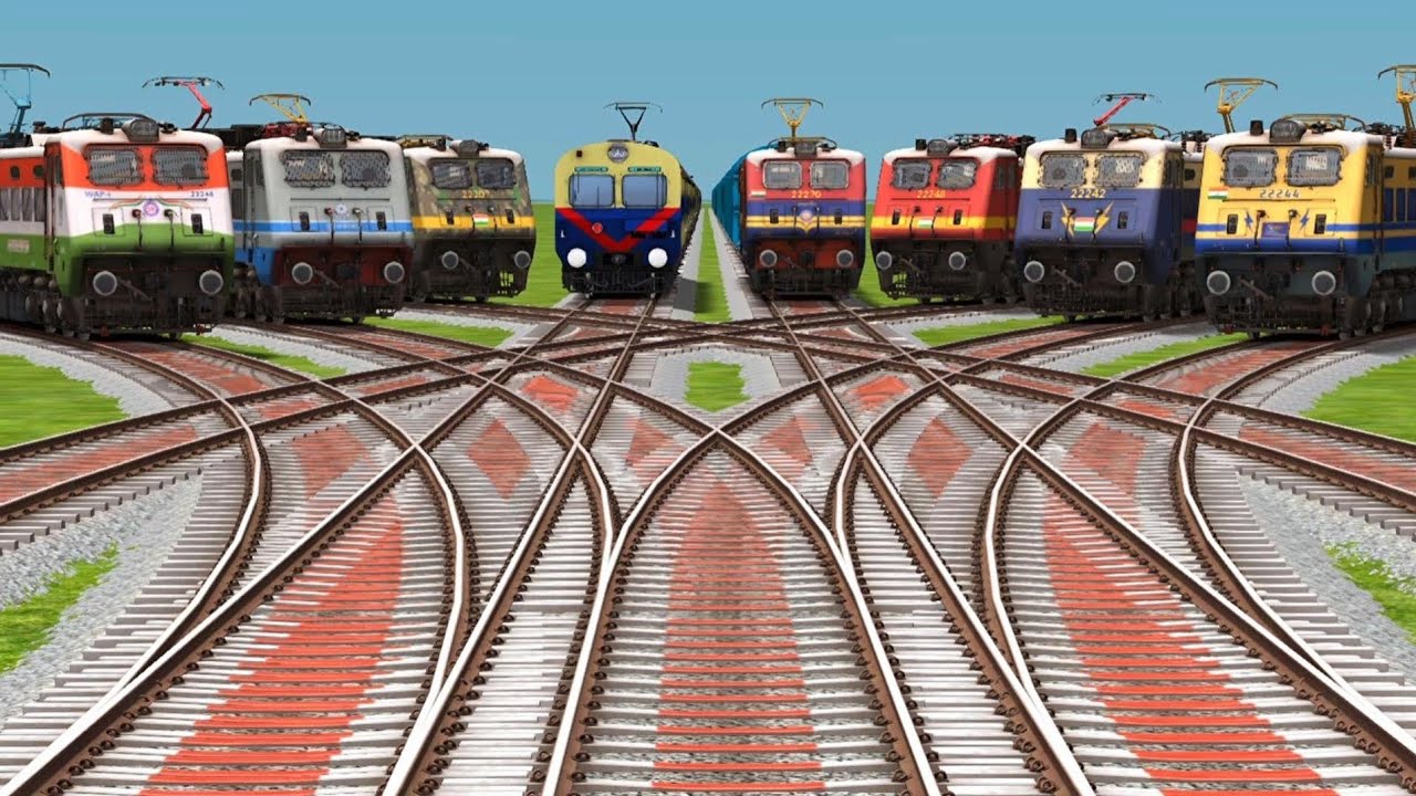 Top 8 Bhartiya Passenger Trains Journey Railroads || On Bumpy Forked Railroad Tracks Simulator 💥