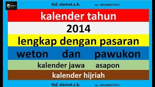 kalender 2014 lengkap pawukon - weton - pasaran kalender jawa / hijriah