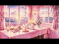 Cozy Pink Ocean Room ✨ Animated Looped Background | Aesthetic Sunset Dessert Cafe 4K