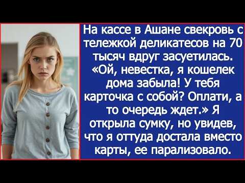 Набив тележку деликатесами на 70 тысяч свекровь вдруг засуетилась «Ой, невестка, я кошелек заб