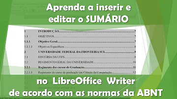 Como editar sumário no LibreOffice?