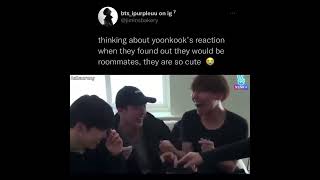 thinking about yoonkook’s when they found out they would be roommates. They are so cute