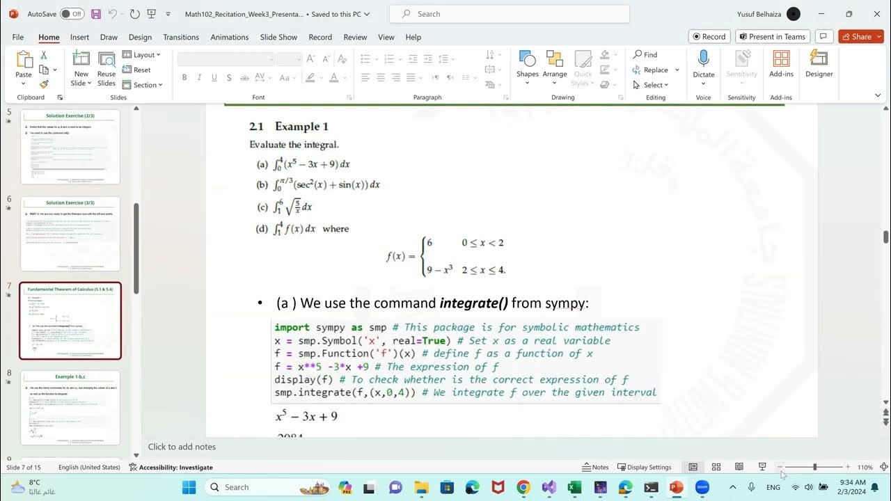 Week 3: MATH102- Calculus II - Recitation With Python; Fundamental ...