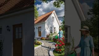 Small White House by the Fields with Colorful Garden Small White House by the Fields with Colorful Garden