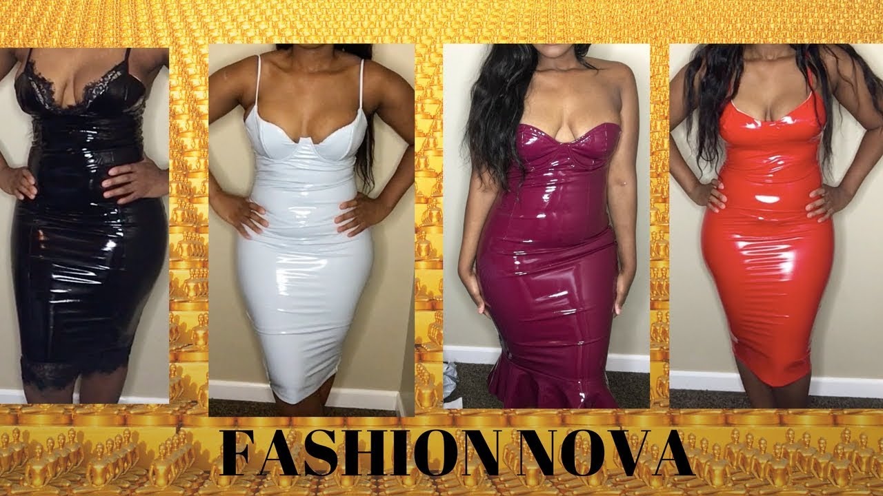 white latex dress fashion nova