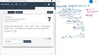 Deltamath Polynomial Long Division Lvl 5