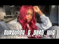 fall vibes! burgundy t-part wig install ft. unice hair