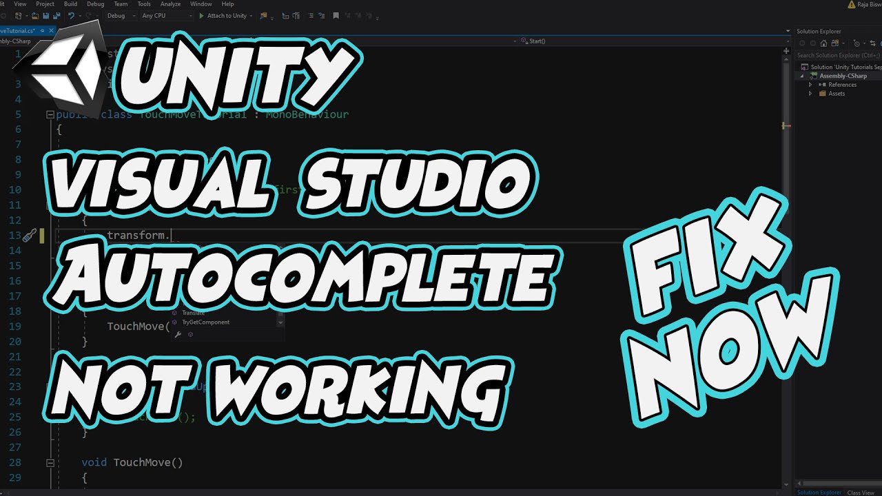 Visual Studio Auto Complete Not Working in Unity - Fix ( 2023 Working ) -  YouTube