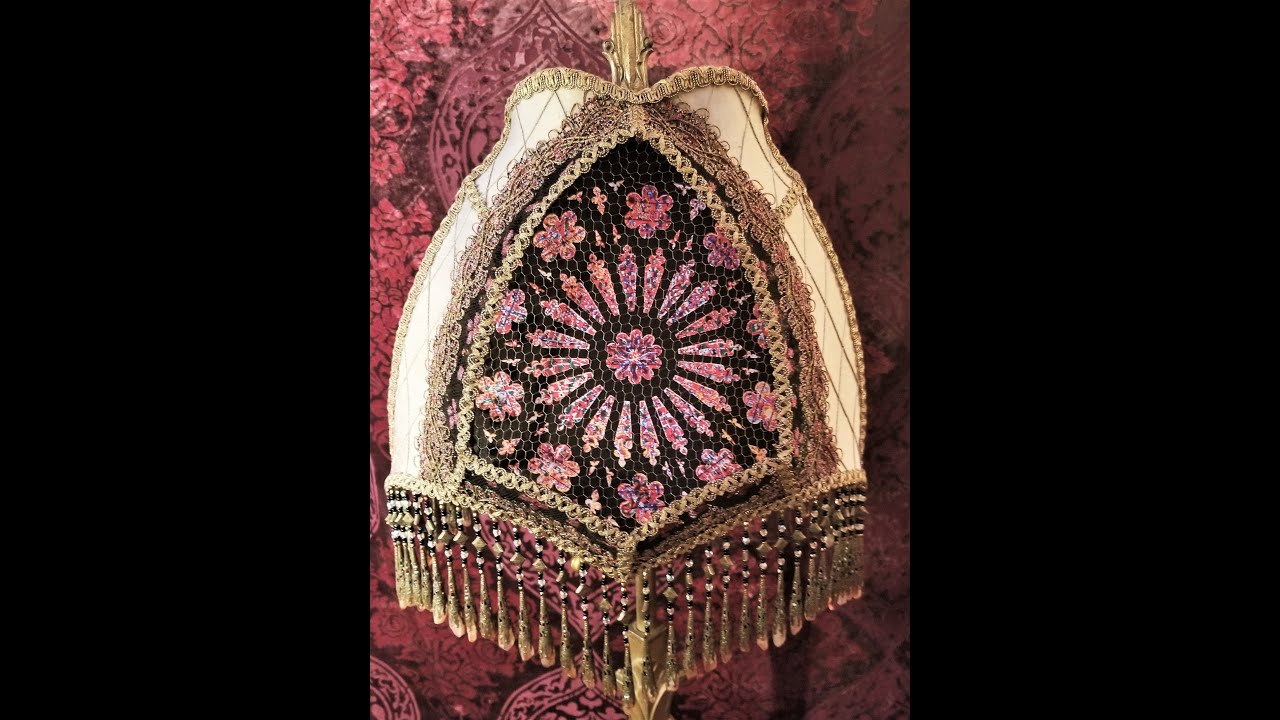 Cathedral Window Beaded Antique Lamp & Victorian Lampshade by Crystal Hayes at Elegance Lamps