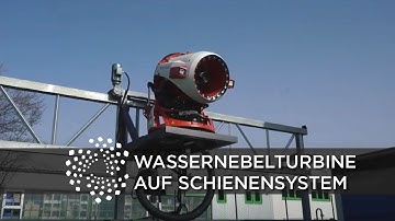 Wassernebelturbine auf Schienensystem für den stationären Brandschutz, EmiControls und Advanso