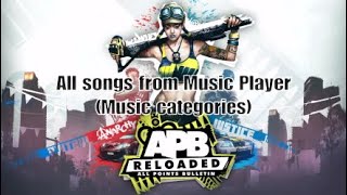 APB Reloaded: All Songs from Music Player (Music categories)