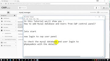 How to create MySQLMariaDB database and user in CWP