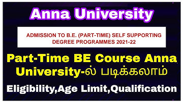 Anna University Part-Time BE Courses Full Details 👍