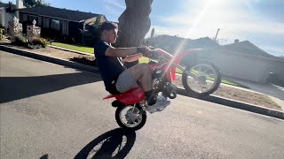 Practice￼ wheelies on the crf110f crf450x