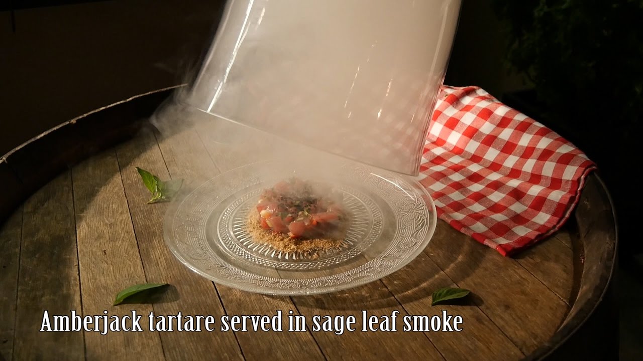Amberjack Tartare in Sage Leaf Smoke - Salis Restaurant, Chania, Crete