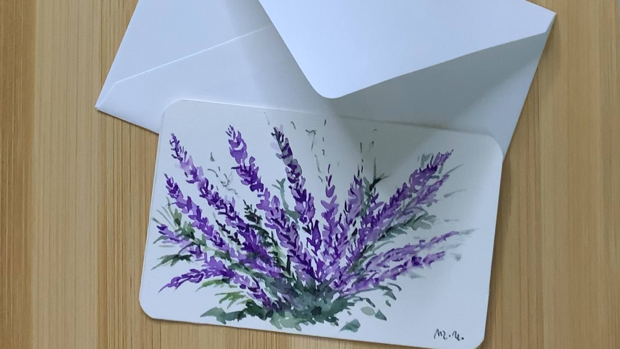 Как нарисовать цветы акварелью / розмарин / Простая абстрактная живопись 🫟💕