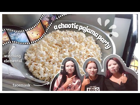Pajama Party 🍿 watching elemental, cooking popcorn, putting face masks ೃ༄ | vlog diaries