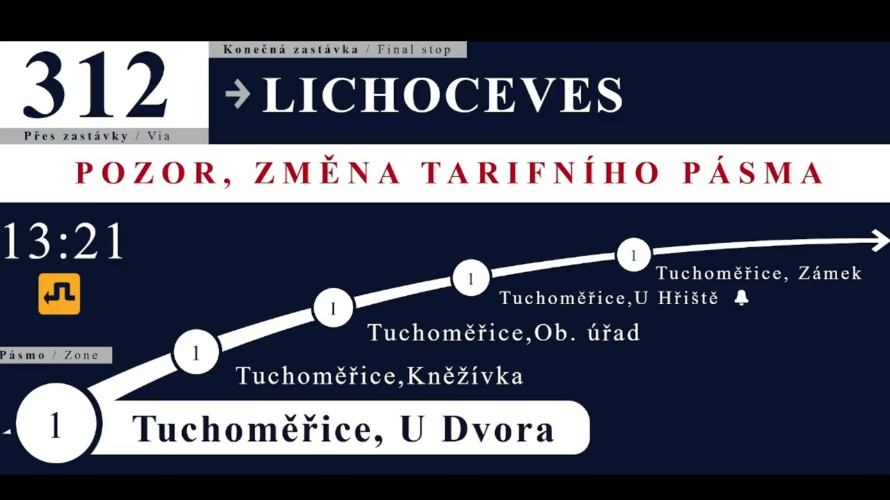 Hlášení linky 312 s panelem