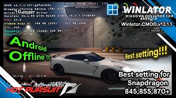 Need For speed hot pursuit Android Offline Winlator Cmod V13.1.1 | Snapdragon 845 Best Setting!