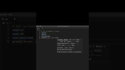 Add Two numbers in Python Easy program in python #Shorts