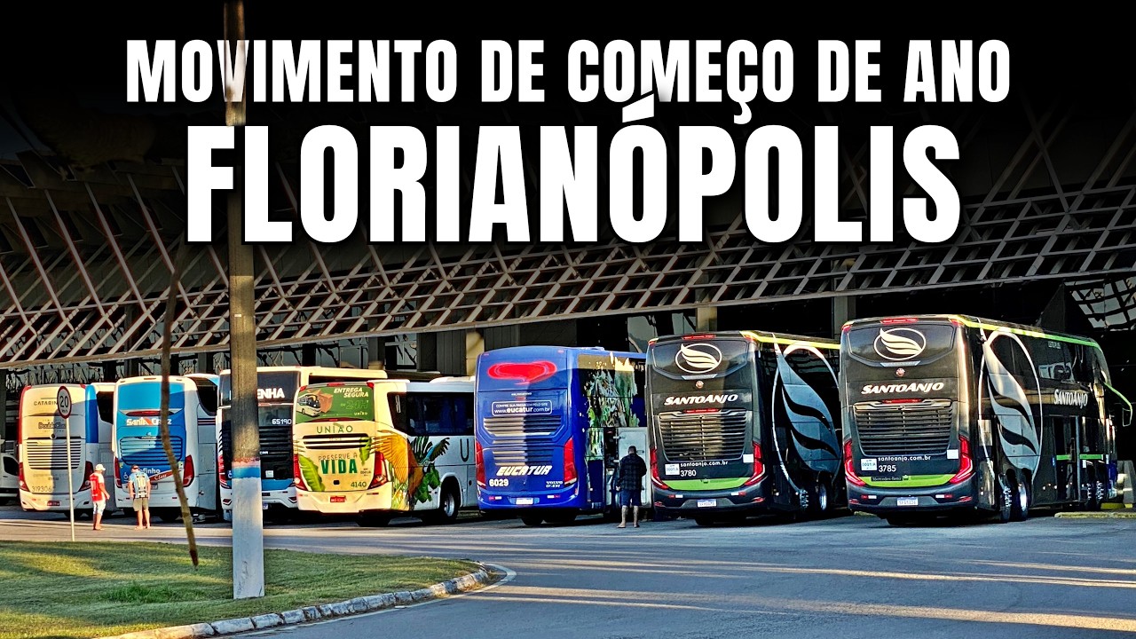 RODOVIÁRIA de FLORIANÓPOLIS: AS GIGANTES DA ESTRADA NA MANHÃ em uma MOVIMENTADA
